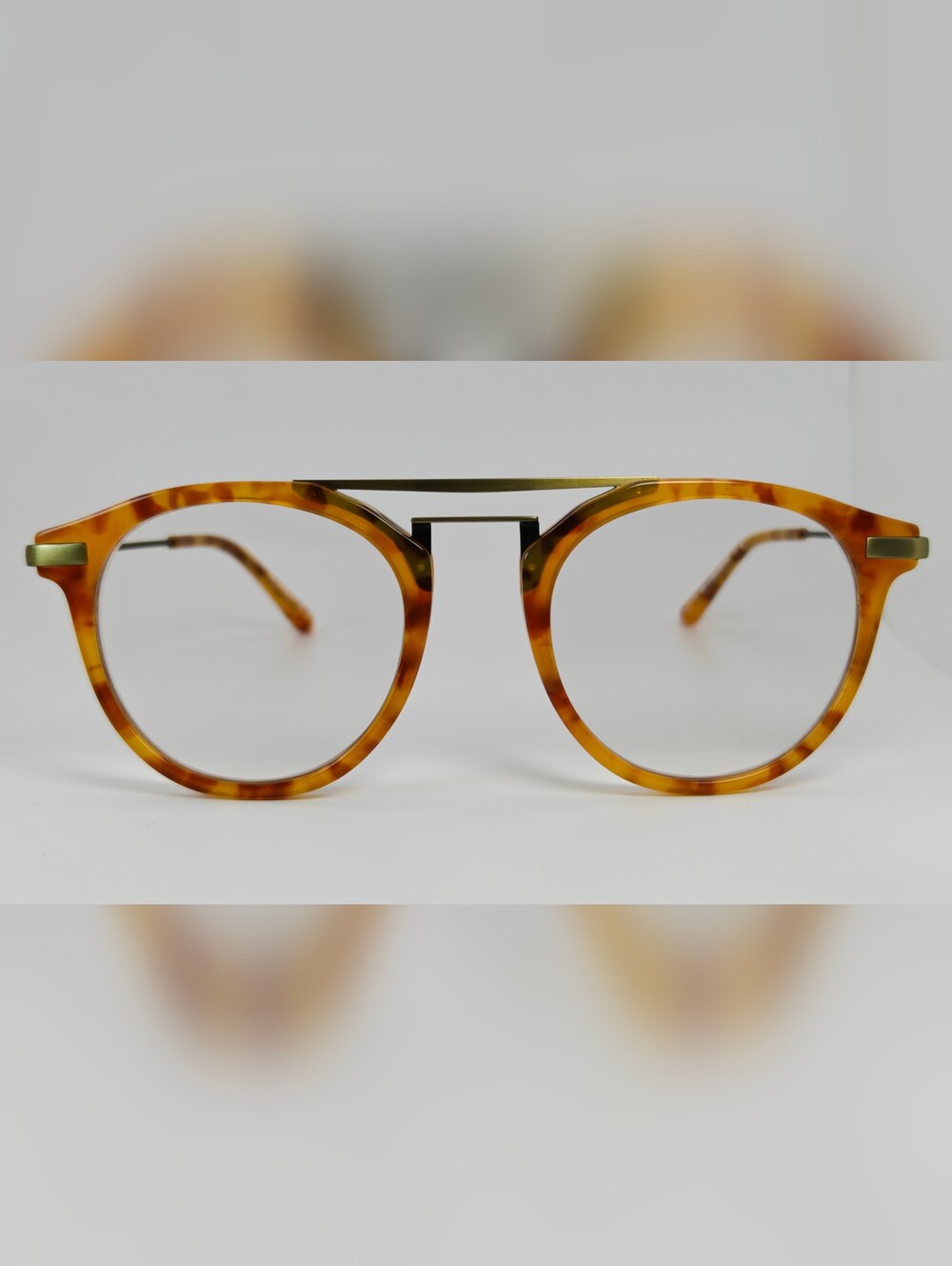 Alba. Tortoiseshell Round Men's Frames with Double Bridge. Camel Tortoise.